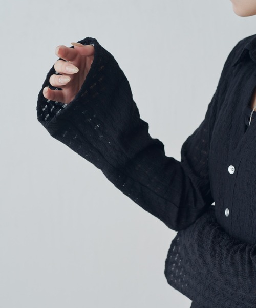 Lui's（ルイス）の「ポコポコレースシアーシャツ（シャツ/ブラウス・レディース・ブラック/チャコールグレー/オフホワイト・FREE）」の13枚目の写真