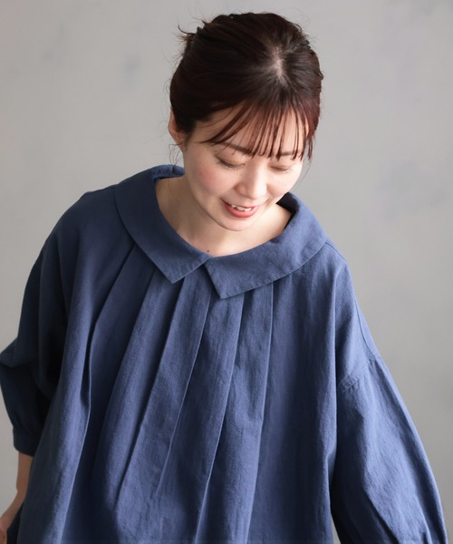 soulberry（ソウルベリー）の「かさね襟のブラウス（シャツ/ブラウス・レディース・ネイビー・5L/4L/3L/LL/L/M）」の4枚目の写真