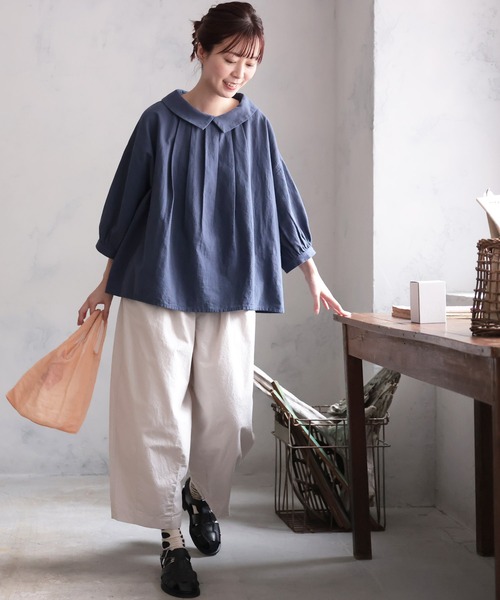 soulberry（ソウルベリー）の「かさね襟のブラウス（シャツ/ブラウス・レディース・ネイビー・5L/4L/3L/LL/L/M）」の13枚目の写真