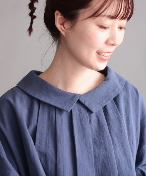 soulberry（ソウルベリー）の「かさね襟のブラウス（シャツ/ブラウス・レディース・ネイビー・5L/4L/3L/LL/L/M）」の14枚目の写真