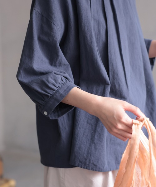 soulberry（ソウルベリー）の「かさね襟のブラウス（シャツ/ブラウス・レディース・ネイビー・5L/4L/3L/LL/L/M）」の5枚目の写真