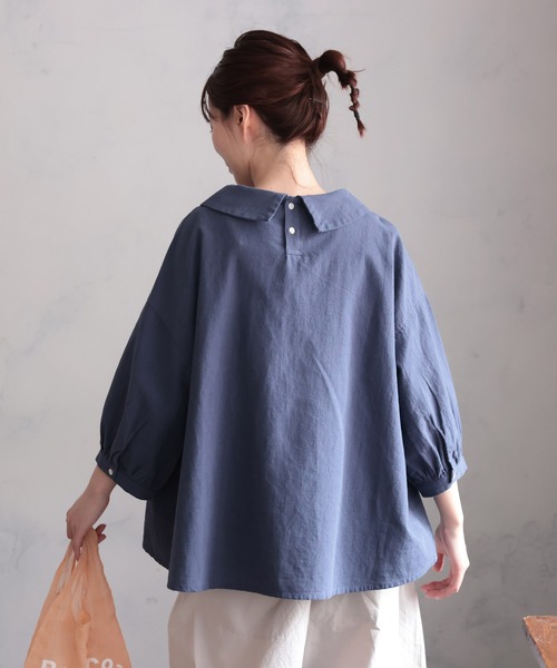 soulberry（ソウルベリー）の「かさね襟のブラウス（シャツ/ブラウス・レディース・ネイビー・5L/4L/3L/LL/L/M）」の10枚目の写真