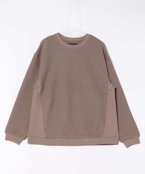 many men many mind(メニーメンメニーマインド)の「【many men many mind】BIGワッフル切り替えクルー(Tシャツ/カットソー・メンズ・ベージュ/ブラック/カーキ・MEDIUM/LARGE)」の3枚目の写真
