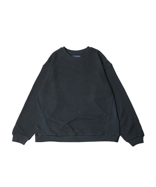 many men many mind(メニーメンメニーマインド)の「【many men many mind】BIGワッフル切り替えクルー(Tシャツ/カットソー・メンズ・ベージュ/ブラック/カーキ・MEDIUM/LARGE)」の2枚目の写真