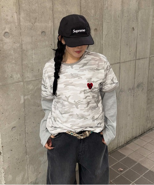 sedacle(セダクル)の「迷彩ロゴリンガーTEE(Tシャツ/カットソー・レディース・ブラック/オフホワイト/ピンク・LARGE/MEDIUM/SMALL)」の7枚目の写真