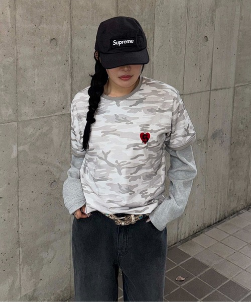 sedacle(セダクル)の「迷彩ロゴリンガーTEE(Tシャツ/カットソー・レディース・ブラック/オフホワイト/ピンク・LARGE/MEDIUM/SMALL)」の10枚目の写真