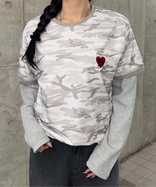 sedacle(セダクル)の「迷彩ロゴリンガーTEE(Tシャツ/カットソー・レディース・ブラック/オフホワイト/ピンク・LARGE/MEDIUM/SMALL)」の5枚目の写真