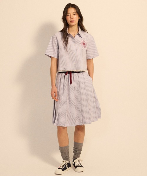 Mardi Mercredi(マルディメクルディ)の「COTTON CROPPED SHIRT HALF SLEEVE STRIPE / コットン クロップド シャツ ハーフスリーブ ストライプ(シャツ/ブラウス・レディース・ピンク/ブルー・FREE)」の10枚目の写真