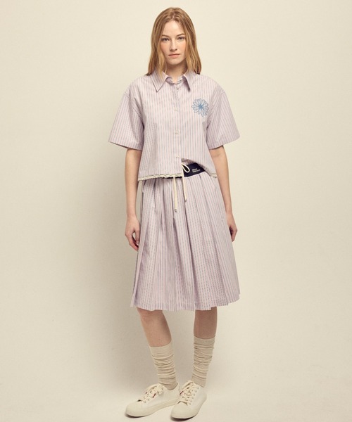 Mardi Mercredi(マルディメクルディ)の「COTTON CROPPED SHIRT HALF SLEEVE STRIPE / コットン クロップド シャツ ハーフスリーブ ストライプ(シャツ/ブラウス・レディース・ピンク/ブルー・FREE)」の16枚目の写真
