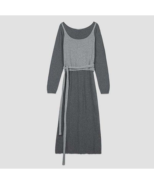 ATELIER NAIN(アトリエナイン)の「STRAP LAYERD VEST & KNIT DRESS SET (OP-6316)(ワンピース・レディース・チャコール/ダークネイビー・FREE)」の2枚目の写真