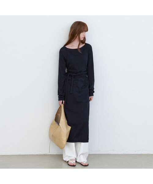 ATELIER NAIN(アトリエナイン)の「STRAP LAYERD VEST & KNIT DRESS SET (OP-6316)(ワンピース・レディース・チャコール/ダークネイビー・FREE)」の1枚目の写真