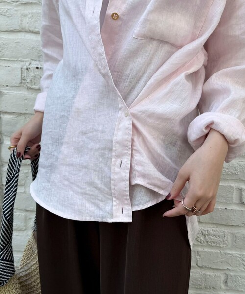 fredy emue(フレディエミュ)の「LINEN100 2WAYカシュクールシャツ(シャツ/ブラウス・レディース・ブルー系その他/チャコールグレー/ベージュ/ベビーピンク/ベージュ系その他・38)」の6枚目の写真