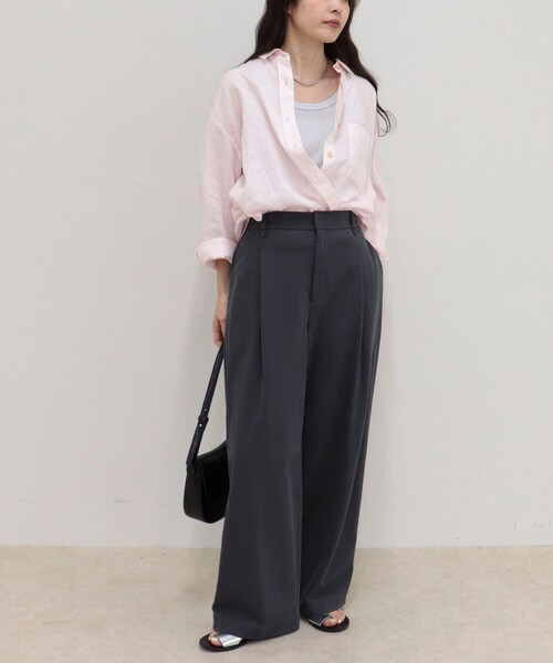 fredy emue(フレディエミュ)の「LINEN100 2WAYカシュクールシャツ(シャツ/ブラウス・レディース・ブルー系その他/チャコールグレー/ベージュ/ベビーピンク/ベージュ系その他・38)」の7枚目の写真