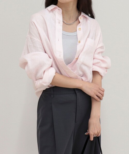 fredy emue(フレディエミュ)の「LINEN100 2WAYカシュクールシャツ(シャツ/ブラウス・レディース・ブルー系その他/チャコールグレー/ベージュ/ベビーピンク/ベージュ系その他・38)」の13枚目の写真