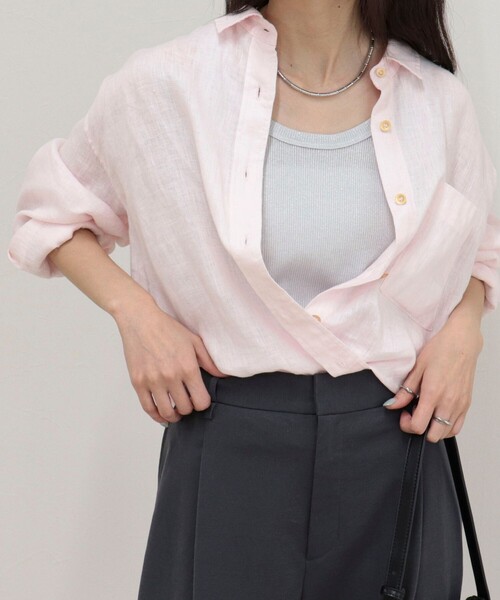fredy emue(フレディエミュ)の「LINEN100 2WAYカシュクールシャツ(シャツ/ブラウス・レディース・ブルー系その他/チャコールグレー/ベージュ/ベビーピンク/ベージュ系その他・38)」の14枚目の写真