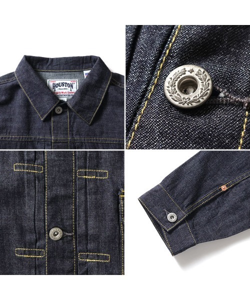 HOUSTON（ヒューストン）の「HOUSTON ヒューストン USA COTTON DENIM SHIRT JACKET USAコットン デニム シャツジャケット トラッカージャケット（デニムジャケット・メンズ・ワンウォッシュ/ライトインディゴブルー/インディゴブルー・XXL/XL/L/M）」の10枚目の写真