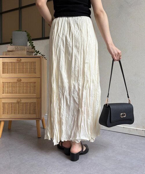 Thevon(ゼボン)の「ワッシャープリーツスカート(スカート・レディース・オフホワイト/ブラック/グリーン/ピンク・FREE)」の9枚目の写真