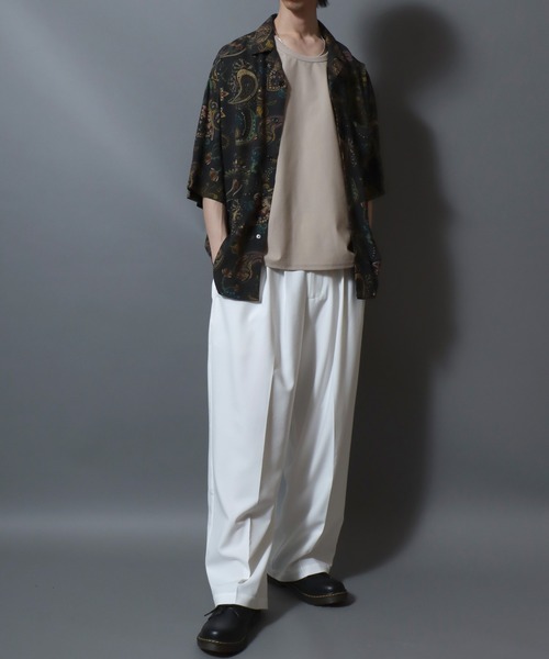 ANPAS(アンパス)の「Rayon Patterned Aloha Shirt / レーヨン総柄アロハシャツ 開襟シャツ メンズ トップス ハワイアンシャツ 半袖(シャツ/ブラウス・メンズ・ネイビー系1/ネイビー系3/ブラック系2/ネイビー系2/ブラック系5/ブラック系4/アイボリー系1/ブラック系3/ブラック系1・M/XL/L)」の22枚目の写真