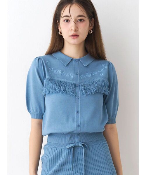 CALNAMUR(カルナムール)の「ウエスタンディティールニットトップス(ニット/セーター・レディース・ブラウン/チャコールグレー/ブルー・FREE)」の3枚目の写真