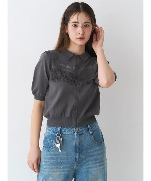 CALNAMUR(カルナムール)の「ウエスタンディティールニットトップス(ニット/セーター・レディース・ブラウン/チャコールグレー/ブルー・FREE)」の6枚目の写真