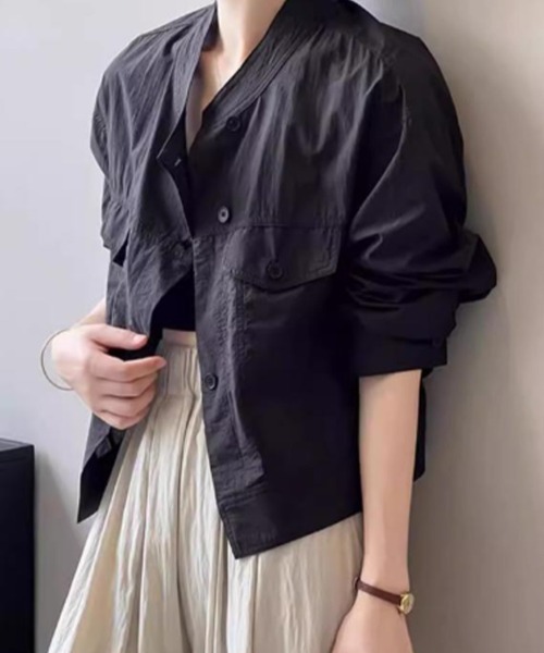 mielu(ミエル)の「《日焼け・冷房対策にも◎》ノーカラーシアーライトジャケット 春夏(その他アウター・レディース・ホワイト/ベージュ/ブラック・LARGE/MEDIUM)」の1枚目の写真
