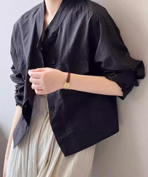 mielu(ミエル)の「《日焼け・冷房対策にも◎》ノーカラーシアーライトジャケット 春夏(その他アウター・レディース・ホワイト/ベージュ/ブラック・LARGE/MEDIUM)」の14枚目の写真