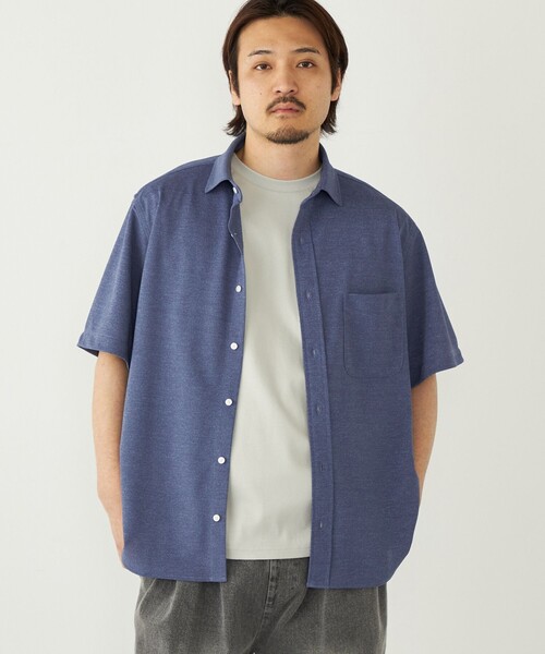 SHIPS Colors(シップス カラーズ)の「SHIPS Colors:〈吸水速乾・洗濯機可能〉シアー カノコ ショートスリーブ シャツ◇(シャツ/ブラウス・メンズ・ネイビー/ブラウン/グレー/ブルー・MEDIUM/LARGE/X-LARGE)」の4枚目の写真