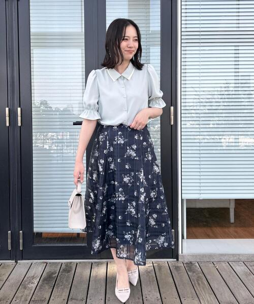 couture brooch(クチュールブローチ)の「【通勤・洗える】配色ダブルカラー ブラウス(シャツ/ブラウス・レディース・グリーン系/ダークグレー/ネイビー・36/38/40/42)」の13枚目の写真