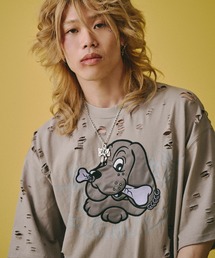 GALFY | 【GALFY/ガルフィー】病みに溶かされし犬 ダメージTシャツ(Tシャツ/カットソー)