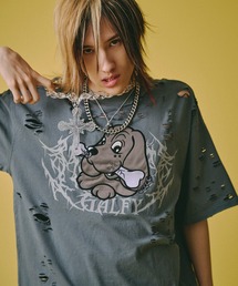 【GALFY/ガルフィー】病みに溶かされし犬  ダメージTシャツ