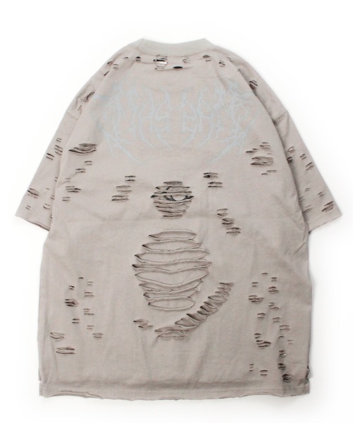 GALFY（ガルフィー）の「【GALFY/ガルフィー】病みに溶かされし犬  ダメージTシャツ（Tシャツ/カットソー・メンズ・スミクロ/アッシュグレー/ブルーグレー・L/M/XL）」の7枚目の写真