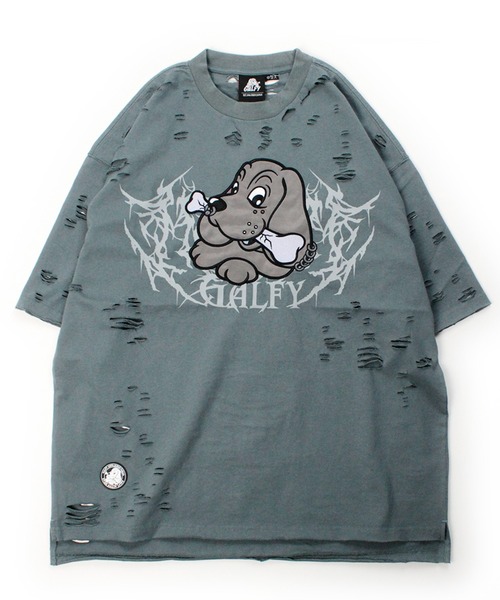 GALFY（ガルフィー）の「【GALFY/ガルフィー】病みに溶かされし犬  ダメージTシャツ（Tシャツ/カットソー・メンズ・スミクロ/アッシュグレー/ブルーグレー・L/M/XL）」の8枚目の写真