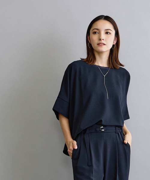 NICOLE white(ニコルホワイト)の「【セットアップ対応】半袖プルオーバー(シャツ/ブラウス・レディース・ネイビー/チャコールグレー/オフホワイト・FREE)」の6枚目の写真