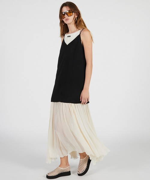 PRANK PROJECT(プランクプロジェクト)の「【2026Summer Pre-Order】コントラストファブリックキャミドレス / Contrast Fabric Cami Dress(ワンピース・レディース・ホワイト/ブラック・36/38)」の2枚目の写真