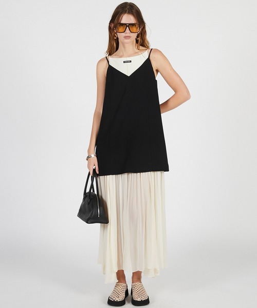 PRANK PROJECT(プランクプロジェクト)の「【2026Summer Pre-Order】コントラストファブリックキャミドレス / Contrast Fabric Cami Dress(ワンピース・レディース・ホワイト/ブラック・36/38)」の4枚目の写真