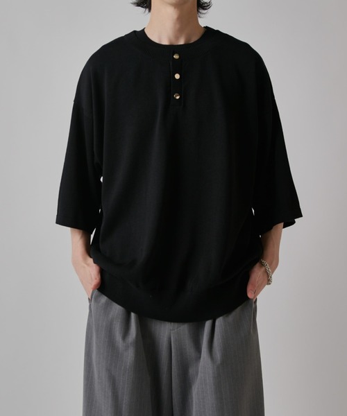 Lui's(ルイス)の「レイヤードヘンリーショートスリーブTシャツ(Tシャツ/カットソー・メンズ・ブラック/ブラウン/ネイビー・S/M)」の4枚目の写真