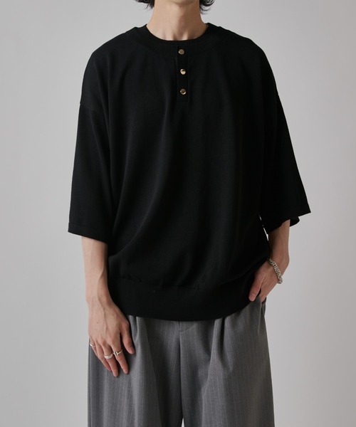 Lui's(ルイス)の「レイヤードヘンリーショートスリーブTシャツ(Tシャツ/カットソー・メンズ・ブラック/ブラウン/ネイビー・S/M)」の5枚目の写真