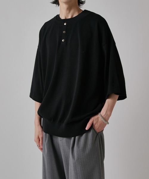 Lui's(ルイス)の「レイヤードヘンリーショートスリーブTシャツ(Tシャツ/カットソー・メンズ・ブラック/ブラウン/ネイビー・S/M)」の6枚目の写真