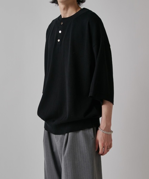 Lui's(ルイス)の「レイヤードヘンリーショートスリーブTシャツ(Tシャツ/カットソー・メンズ・ブラック/ブラウン/ネイビー・S/M)」の7枚目の写真