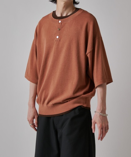 Lui's(ルイス)の「レイヤードヘンリーショートスリーブTシャツ(Tシャツ/カットソー・メンズ・ブラック/ブラウン/ネイビー・S/M)」の13枚目の写真