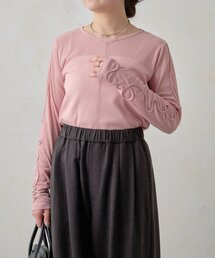 袖コード刺繍カットソー