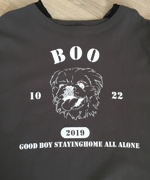 Arinomama(アリノママ)の「Arinomama ペキニーズプリント 裾ドロスト ワイド Tシャツ 180g 40s スムース 半袖(Tシャツ/カットソー・レディース・ホワイト/ブラック/チャコールグレー・FREE)」の20枚目の写真