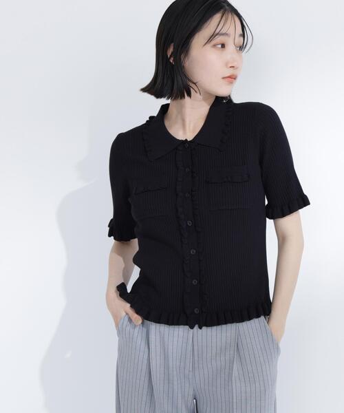 NATURAL BEAUTY BASIC(ナチュラルビューティーベーシック)の「フリルリブポケットカーディガン(カーディガン/ボレロ・レディース・レッド/ブラック/オフホワイト・フリ-)」の17枚目の写真