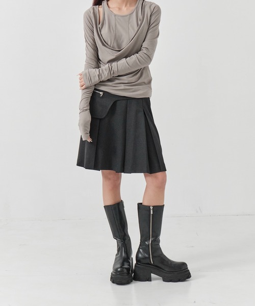 CONZ(コンズ)の「layered long sleeve top(Tシャツ/カットソー・レディース・ブラック/ライトグレー・FREE)」の6枚目の写真