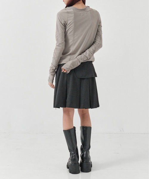 CONZ(コンズ)の「layered long sleeve top(Tシャツ/カットソー・レディース・ブラック/ライトグレー・FREE)」の7枚目の写真