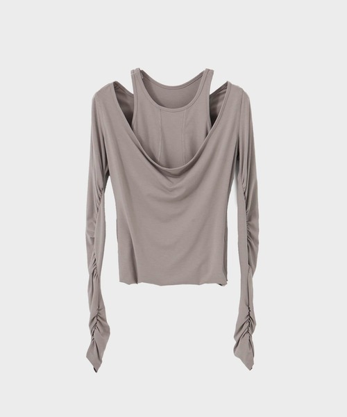 CONZ(コンズ)の「layered long sleeve top(Tシャツ/カットソー・レディース・ブラック/ライトグレー・FREE)」の9枚目の写真