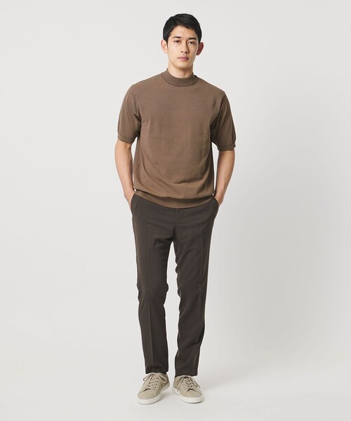 UNITED ARROWS(ユナイテッドアローズ)の「ショートスリーブ ボーダー モックネック ニットTシャツ UA COZY ウォッシャブル 抗菌防臭(Tシャツ/カットソー・メンズ・モカ/ダークグレー・XXL/M/XL/S/L)」の8枚目の写真