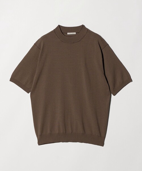 UNITED ARROWS(ユナイテッドアローズ)の「ショートスリーブ ボーダー モックネック ニットTシャツ UA COZY ウォッシャブル 抗菌防臭(Tシャツ/カットソー・メンズ・モカ/ダークグレー・XXL/M/XL/S/L)」の15枚目の写真