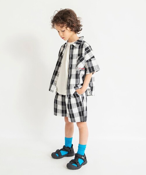 BRANSHES(ブランシェス)の「【おそろい】ブロックチェック半袖シャツ(シャツ/ブラウス・キッズ・ブラック/ブルー・150/130/140/120/90/100/110)」の16枚目の写真