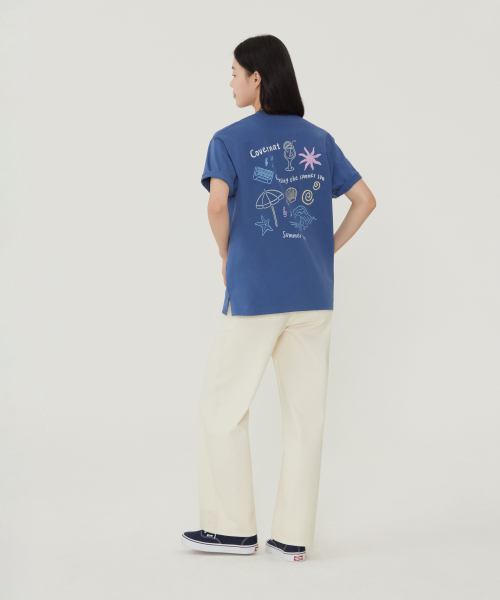 COVERNAT WOMAN（カバーナットウーマン）の「ウーマンオーバーサイズサマー旅行グラフィックTシャツダークブルー（Tシャツ/カットソー・レディース・その他・WS/WM）」の6枚目の写真